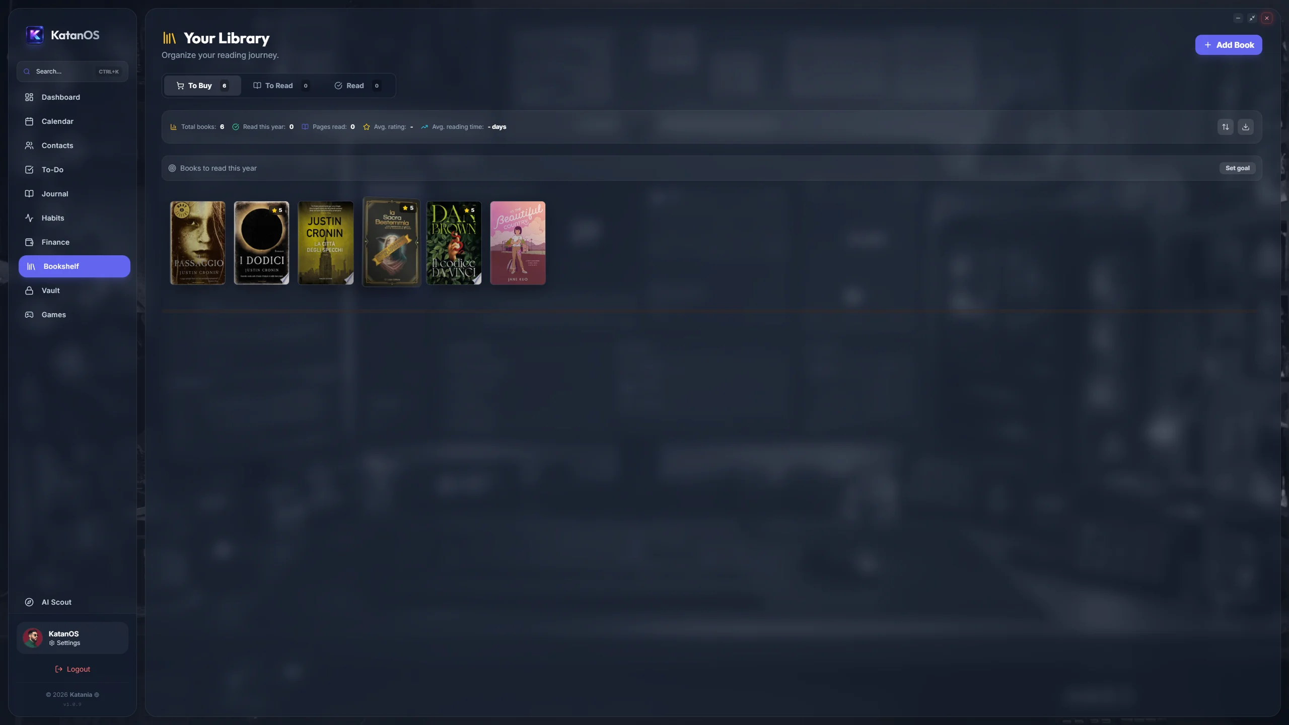 KatanOS finance and tracking module