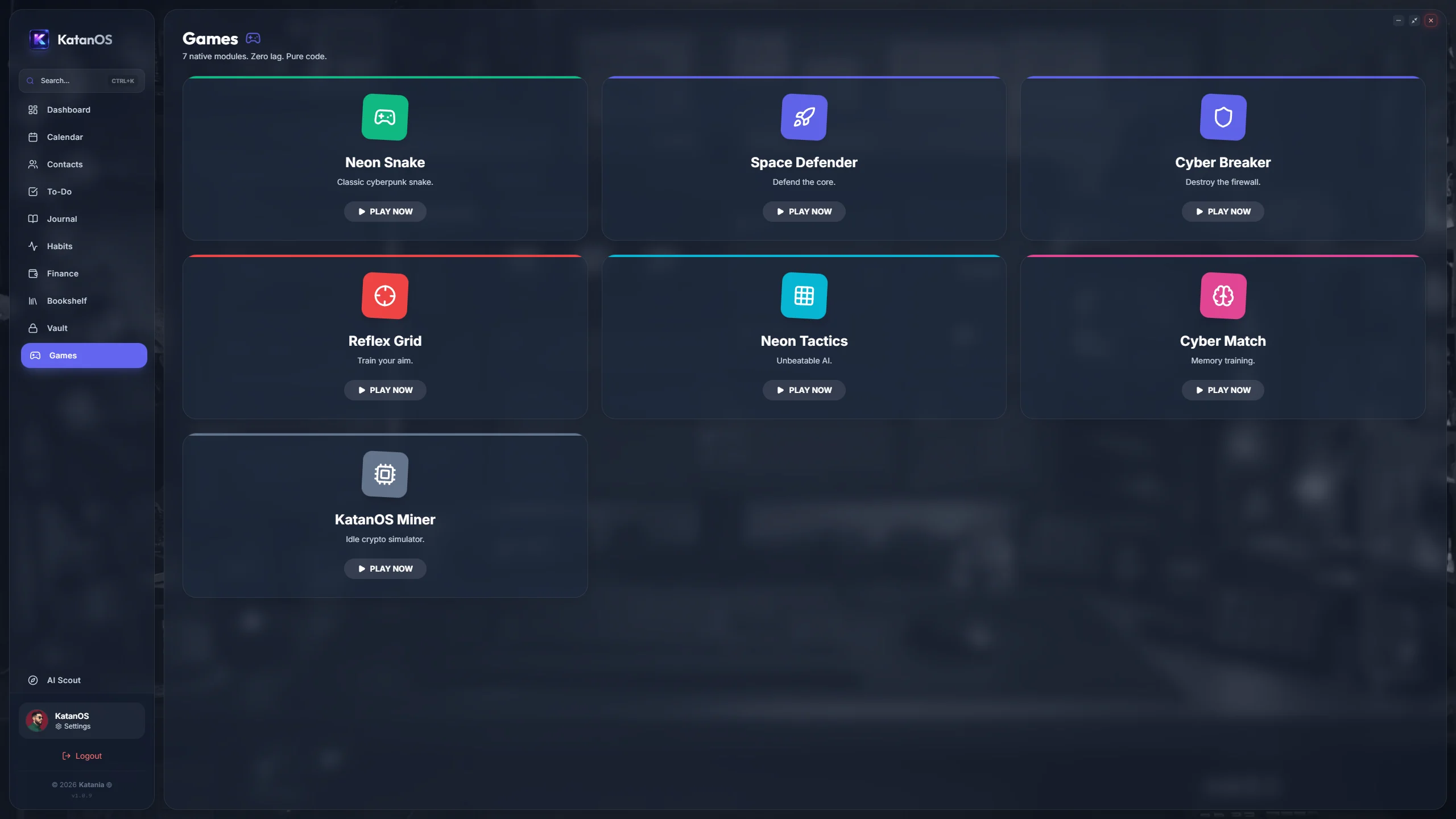 KatanOS notes and journal interface